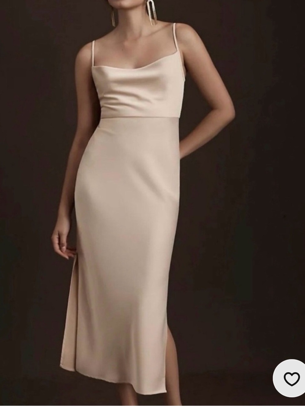 Sachin + Babi Champagne Satin Cowl Midi Dress